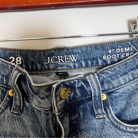 J. Crew 9” Demi Women’s Boot Cut Crop Frayed Jeans - Picture 5 of 7